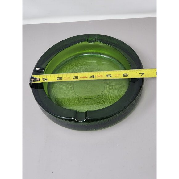 Vintage‎ Mid-Century Modern Green Textured Glass Heavy Ashtray - Picture 8 of 8